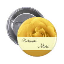 Yellow Rose and Gold Wedding Bridesmaid Button