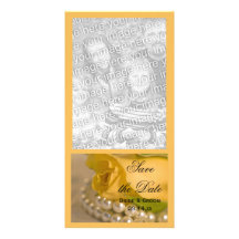 Yellow Rose and Pearls Save the Date Photo Card