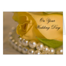 Yellow Rose and Pearls Second Wedding Greeting Cards