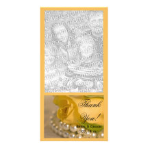 Yellow Rose and Pearls Wedding Thank You Customized Photo Card