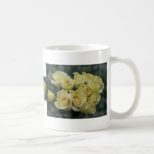 Yellow rose bunch, dark background coffee mug