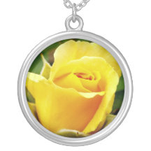 Yellow rose closeup necklace