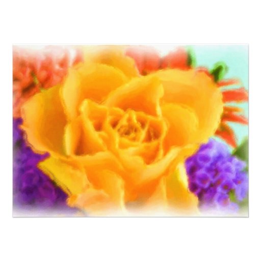 Yellow Rose Flower Bouquet Painting Bridal Shower Personalized Announcement
