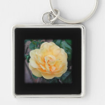 Yellow Rose, on black background. Key Chain