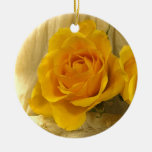 Yellow Rose on Lace Ornament