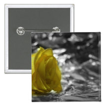 Yellow Rose On Left Side Silver Background Buttons
