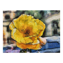 Yellow rose painting personalized invites