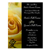 Yellow Roses Wedding Invitations and Favours Postcards