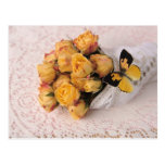 yellow roses with butterfly postcard