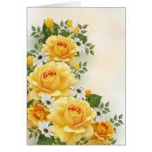 Yellow Roses with White Daisies Card