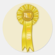 yellow rosette third prize sticker
