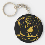 Yellow Rottweiler Illustration Key Chain