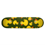 Yellow Rubber Ducks on Green Grass Skateboard