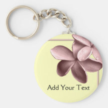Yellow Sand and Pink Plumeria Key Chains