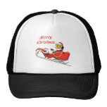 Yellow santa smiley in his christmas sleigh mesh hats