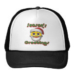 Yellow santa smilie with season greetings mesh hats