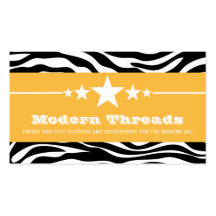 Yellow Sassy Star Zebra Print Business Card