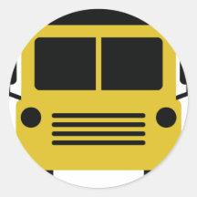 yellow school bus round stickers