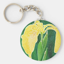 Yellow siberian iris drawing key chain