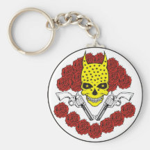 Yellow skull with horns key chains