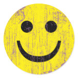 YELLOW SMILEY FACE - DISTRESSED AND AGED STICKER