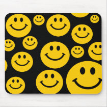 Yellow Smiley face mousepad -customize bkgrd colou