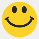 Yellow Smiley Face Round Sticker
