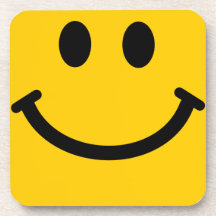 Yellow Smiley Face Square Coaster