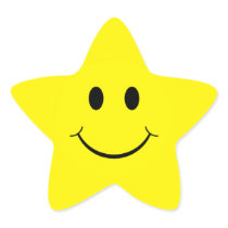 Yellow Smiley Face Star Shape Stickers