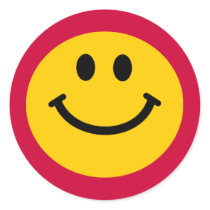 Yellow Smiley Face Round Sticker