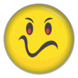 Yellow smiley face that is annoyed stickers