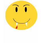 Yellow Smiley Face With Vampire Fangs Shirt