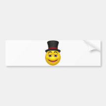 Yellow smiley wearing a top hat bumper stickers