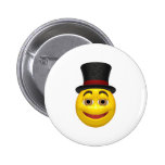 Yellow smiley wearing a top hat button
