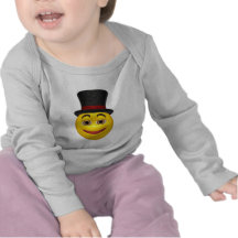 Yellow smiley wearing a top hat t-shirts