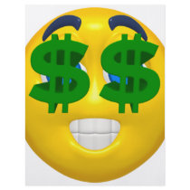 yellow smiley with money eyes flyer