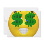 yellow smiley with money eyes custom invitations