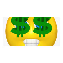 yellow smiley with money eyes photo greeting card