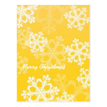 Yellow Snowflakes Christmas Postcard