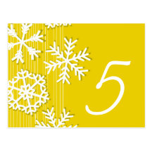 Yellow Snowflakes Christmas Table Nr Postcard