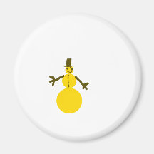 yellow snowman fridge magnet