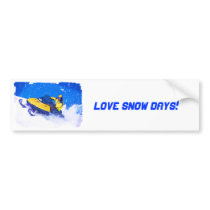 Yellow Snowmobile in Blizzard