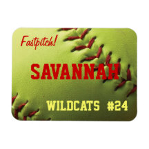 Yellow Softball Custom Magnets