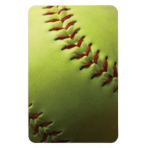 Yellow Softball Rectangular Magnets