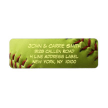Yellow Softball Return Address Labels