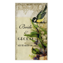 Yellow Song Bird Cage Favour Gift Tags Business Card Template