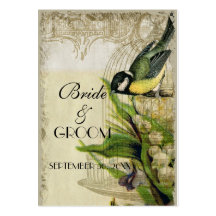 Yellow Song Bird Cage Gift Registry Insert Cards Business Cards