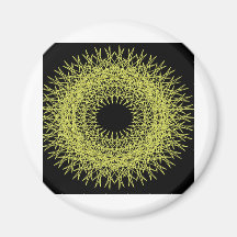 Yellow spikey spirograph refrigerator magnet