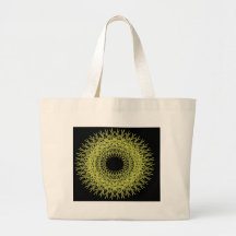 Yellow spikey spirograph tote bag