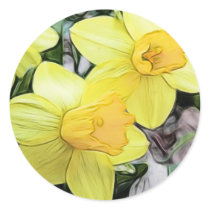 Yellow Spring Daffodils Round Sticker